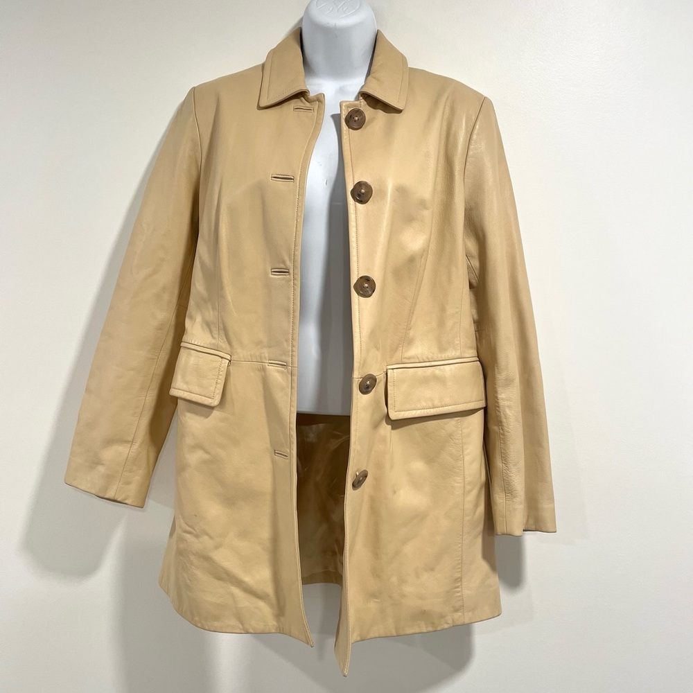 Banana Republic Light Tan Leather Coat
